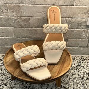 Time and Tru Cream Woven Strap Sandals